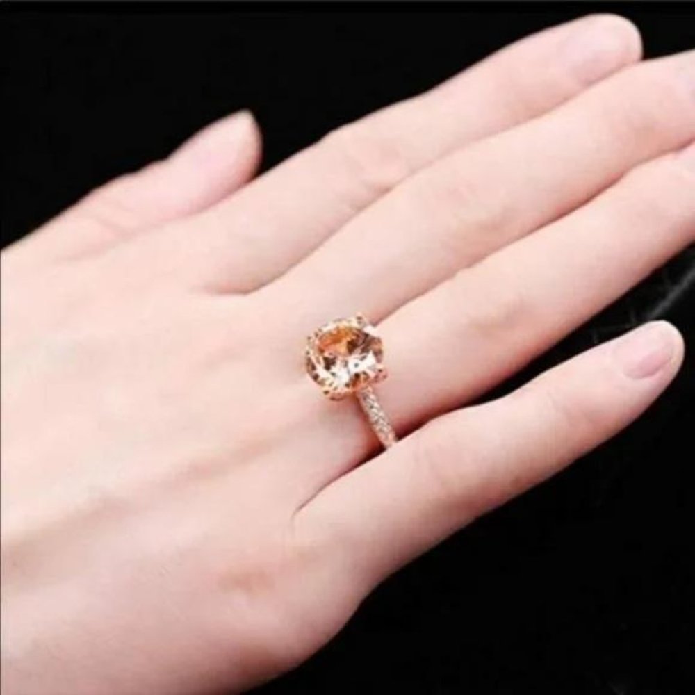 New 6 Carat 18K Rose Gold Morganite Ring, beautiful Ring, shiny Ring - Picture 4 of 8
